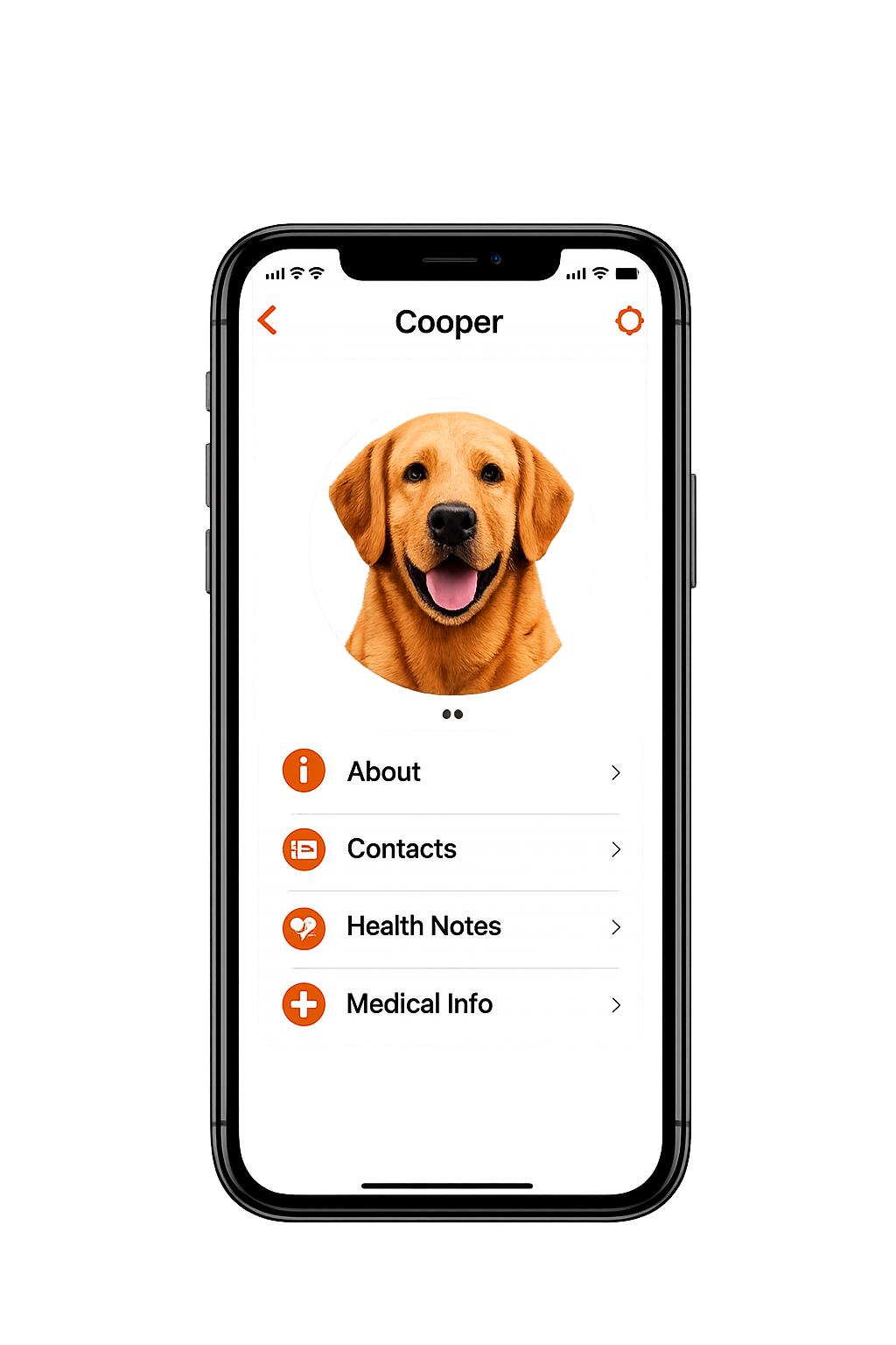Pet profile on phone